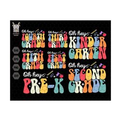 oh hey kindergarten svg, back to school svg bundle, retro teacher svg, kindergarten svg, 1st day of school svg, school v