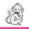 Monkey black white embroidery design, Monkey embroidery, Embroidery file, Embroidery shirt, Emb design, Digital download.jpg