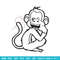 Monkey black white embroidery design, Monkey embroidery, Embroidery file, Embroidery shirt, Emb design, Digital download.jpg