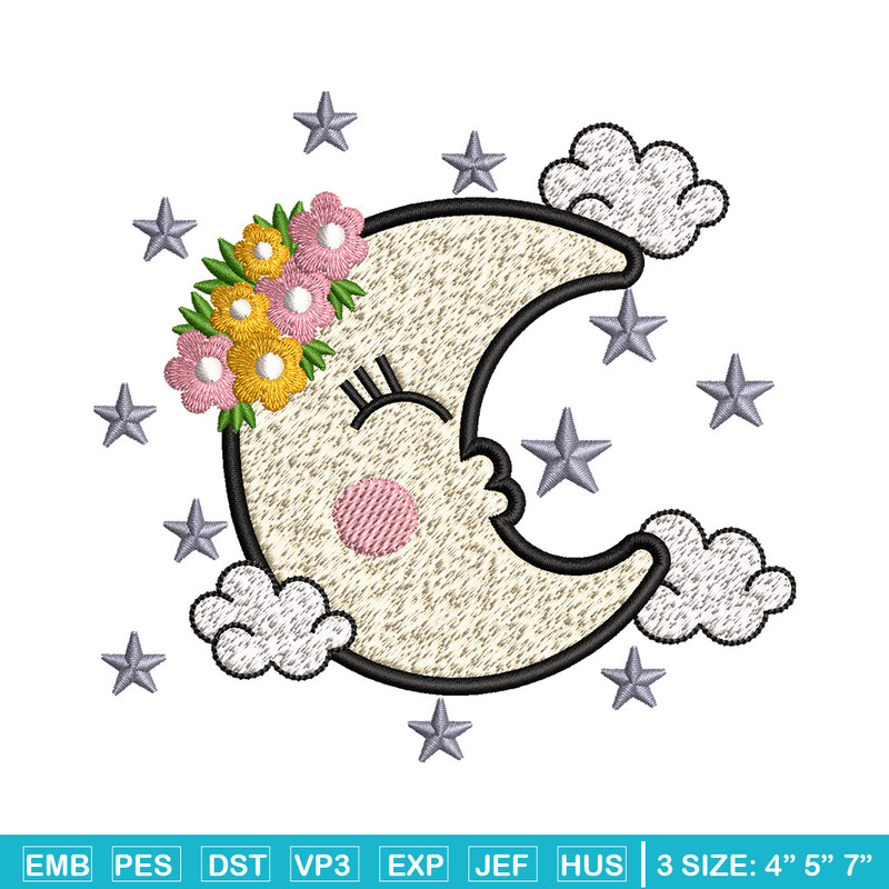 Moon cute embroidery design, Moon embroidery, Embroidery file, Embroidery shirt, Emb design, Digital download.jpg