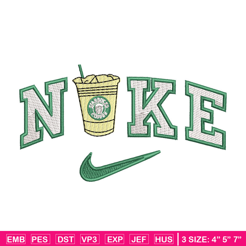 Nike coffee embroidery design, Starbuck embroidery, Nike design, Embroidery shirt, Embroidery file,Digital download.jpg