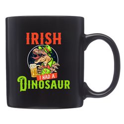 irish dinosaur mug, irish dinosaur gift, shamrock mug