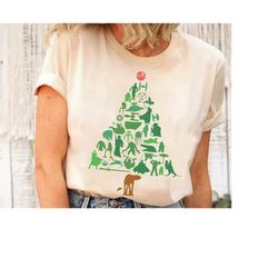 star wars holiday christmas tree shirt, baby yoda darth vader stormtrooper santa tee, star wars party christmas family ,