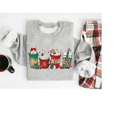 christmas coffee sweatshirt, coffee lover gift, latte drink crewneck, women holiday sweater, xmas tee, holiday shirt, ch