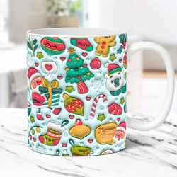 3d christmas mug  inflated christmas mug, christmas mug press puffy design