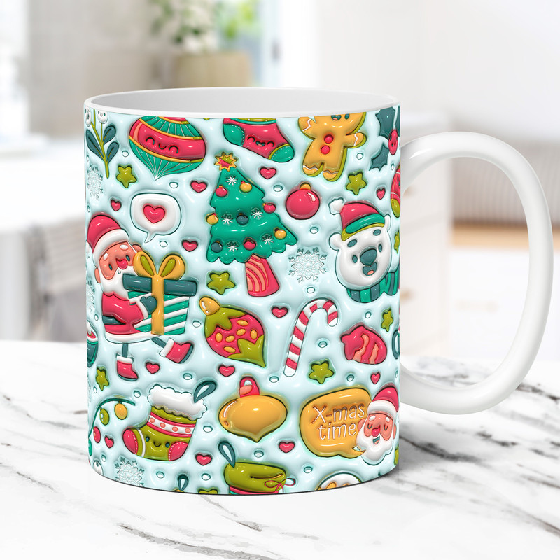 3D Christmas Mug Wrap Inflated Christmas Mug Wrap Sublimation Design PNG Christmas Mug Press Puffy Design 15oz & 11oz Coffee Cup Template - 1.jpg