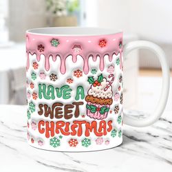 3d christmas mug  inflated christmas mug, puffy christmas mug press design