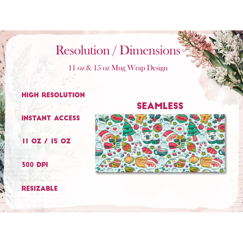 3D Christmas Mug Wrap Inflated Christmas Mug Wrap Sublimation Design PNG Christmas Mug Press Puffy Design 15oz & 11oz Coffee Cup Template - 2.jpg