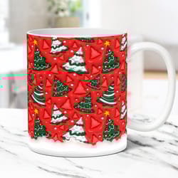 3d christmas tree mug inflated christmas mug, 11oz 15oz coffee cup