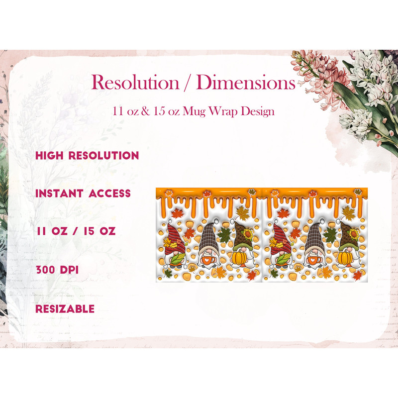 3D Gnomes Mug Wrap, Fall Vibes Inflated Sublimation Design PNG, 11oz and 15oz Halloween Spooky Vibes Puffy Mug Wrap - 3.jpg