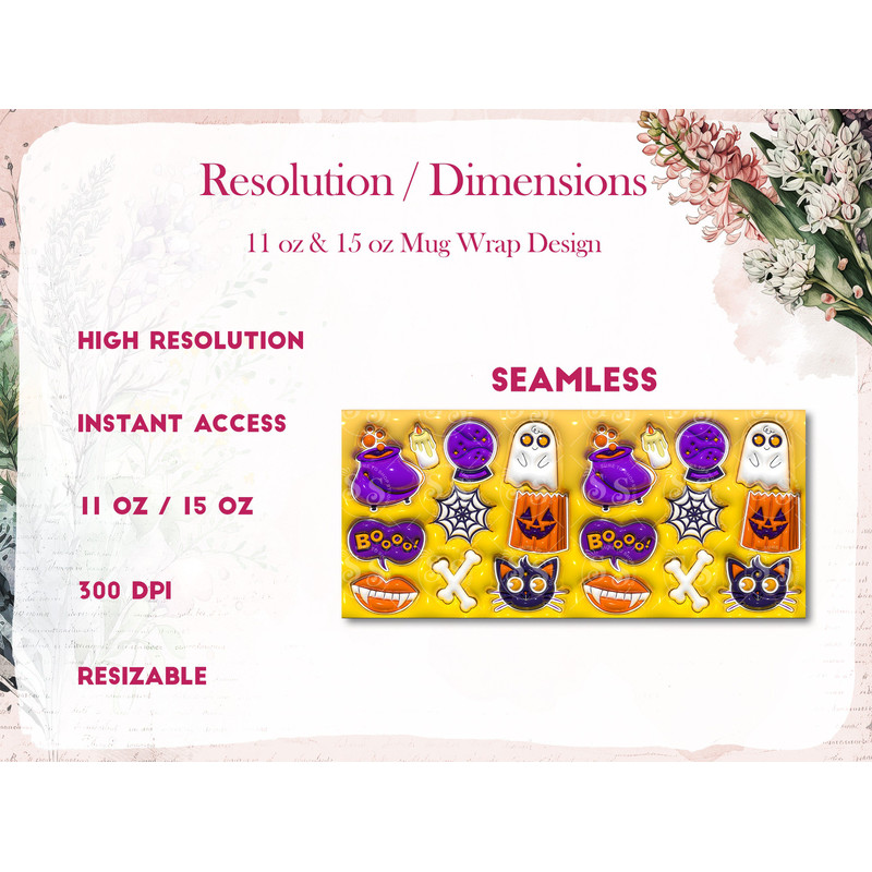 3D Halloween Mug Wrap, Spooky Vibes Halloween Mug Wrap Sublimation Design PNG, 11oz 15oz Inflated 3D Puffy Ghost Halloween Mug Wrap - 2.jpg