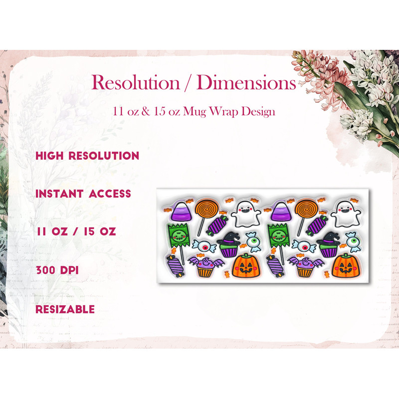3D Halloween Mug Wrap, Spooky Vibes Halloween Mug Wrap Sublimation Design PNG, 11oz and 15oz Inflated 3D Puffy Ghost Halloween Mug Wrap - 2.jpg