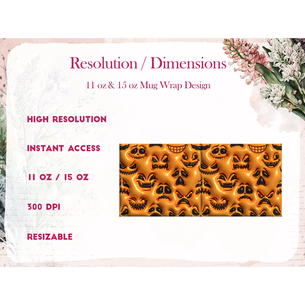 3D Inflated Retro Spooky Season Mug Wrap, 3D Puffy Halloween Mug Wrap Sublimation Design PNG, 3D Spooky Pumpkin Puff 11oz 15oz Mug Wrap - 2.jpg