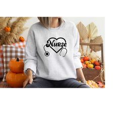 nurse sweatshirt, nurse heart shirt, rn nurse t-shirt, nursing graduation gift, stethoscope graphic crewneck