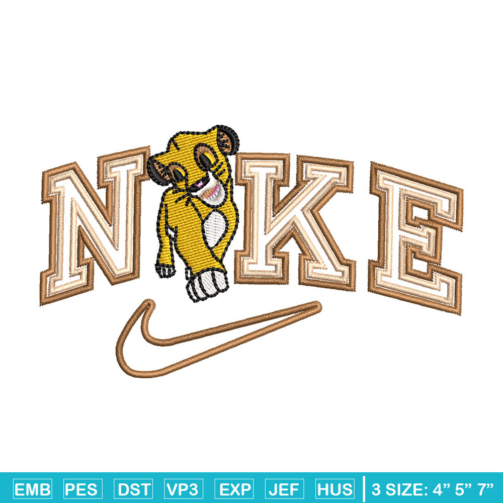 Nike lion child embroidery design, Lion king embroidery,Nike design, Embroidery shirt, Embroidery file, Digital download.jpg