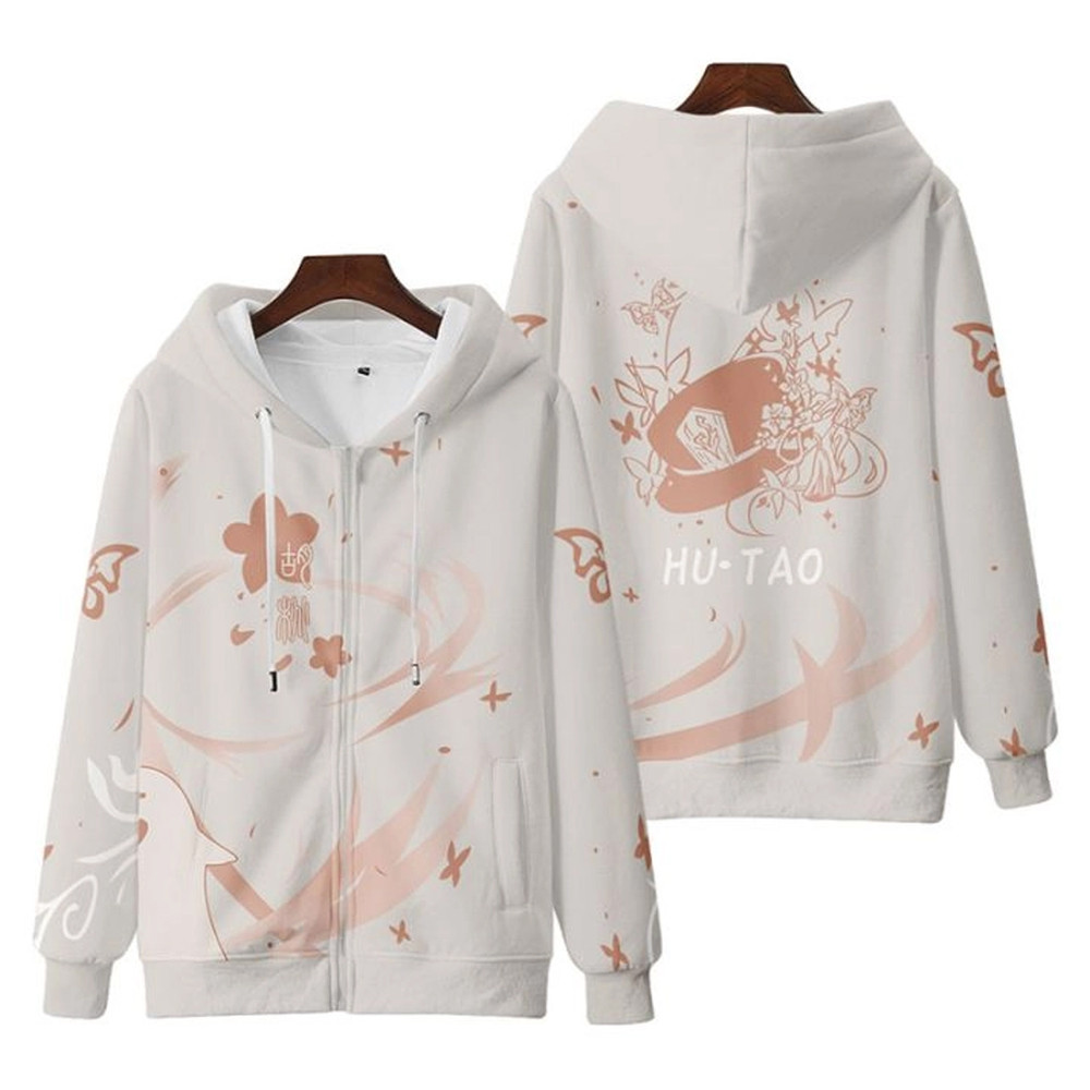 Hutao Genshin Impact All Over Print 3D Hoodie Zip Hoodie, Hutao Genshin Impact 3D Hoodie Zip Hoodie Fleece Hoodie