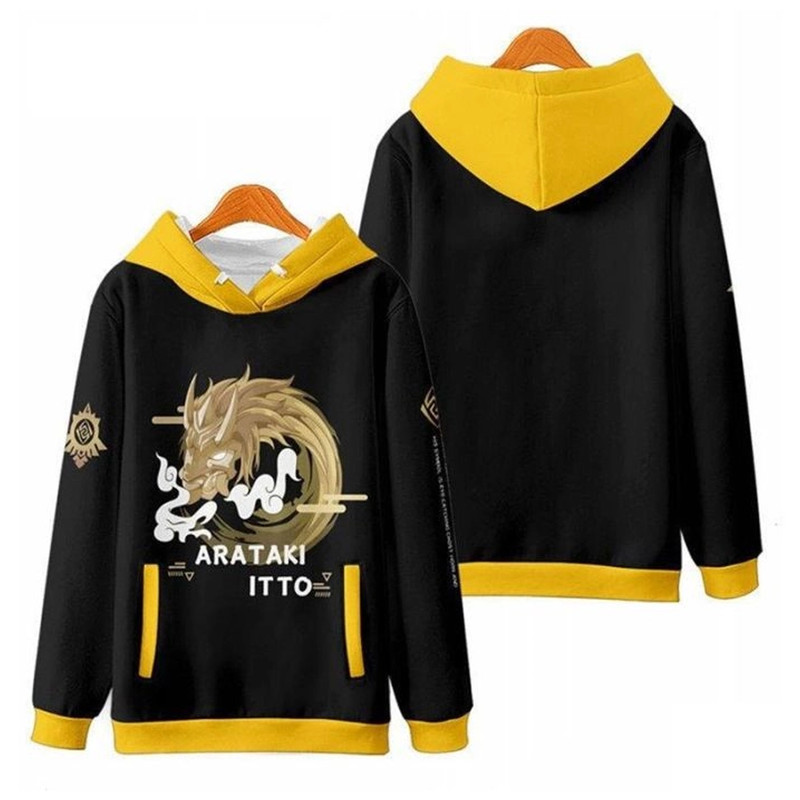 Arataki Itto Genshin Impact All Over Print 3D Hoodie Zip Hoodie, Arataki Itto Genshin Impact 3D Zip Hoodie Fleece Hoodie
