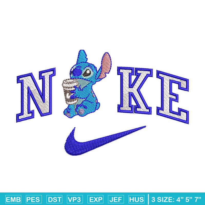 Nike stitch coffee embroidery design, Stitch embroidery, Nike design,Embroidery shirt, Embroidery file, Digital download.jpg