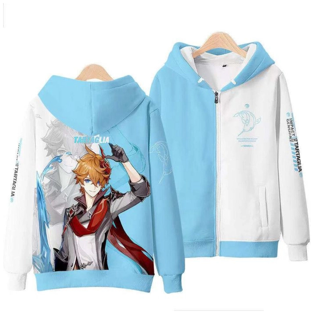 Tartaglia Genshin Impact All Over Print 3D Hoodie Zip Hoodie, Tartaglia Genshin Impact 3D Zip Hoodie Fleece Hoodie