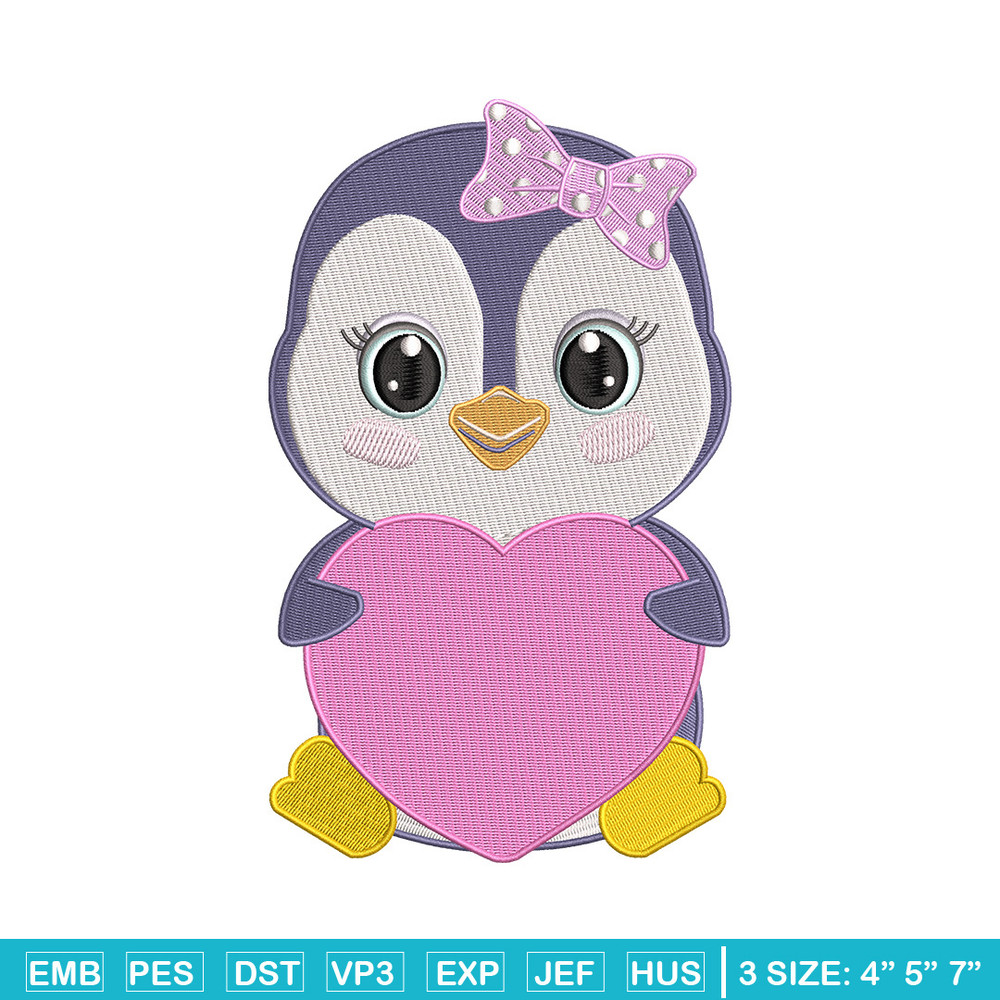 Penguin love embroidery design, Penguin embroidery, Embroidery file, Embroidery shirt, Emb design, Digital download.jpg