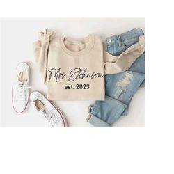 personalized gift for bride sweatshirts, bridal shower gift, wedding gift, honeymoon pajamas, bride to be gift, custom b