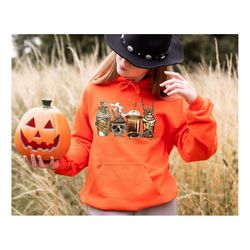 halloween skeleton coffee cups sweatshirt, skull coffee cup hoodie, skeleton halloween sweat, coffee lover sweater, tric