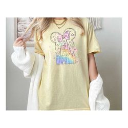 comfort colors disney watercolor castle minnie shirt, disney castle tee, disney vacation shirt, disneyland trip top, fam