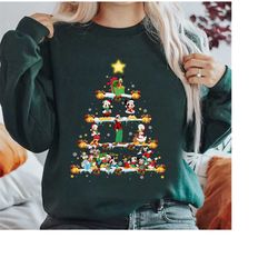 disney mickey and friends christmas tree and lights shirt,mickey,minnie,donald,daisy,goofy,pluto, disneyland christmas f
