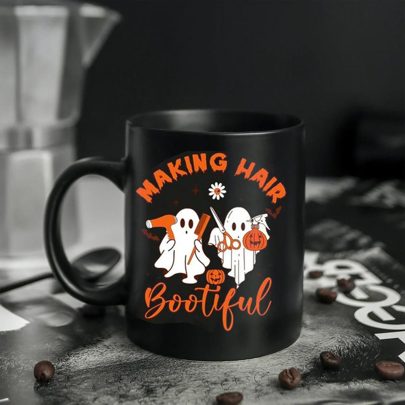 Boo Ghost Hair Stylist Making Hair Bootiful Halloween Mug, Funny Halloween Mug Gift For Hair Stylist Mug, Hair Stylist Halloween Ghost Mug - 1.jpg