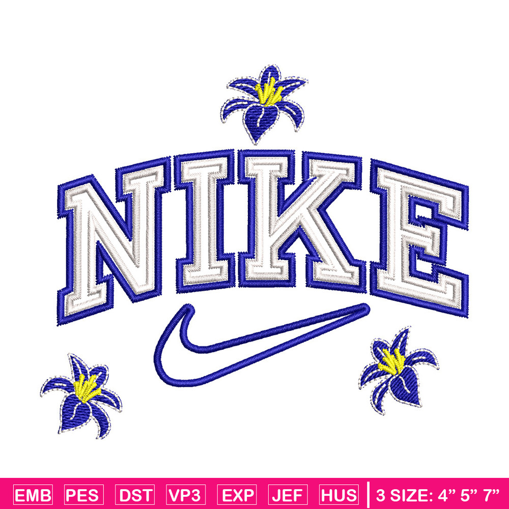 Nike flower embroidery design, Flower embroidery, Nike design, Embroidery shirt, Embroidery file, Digital download.jpg