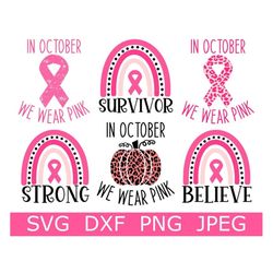 Breast Cancer Survivor SVG, Breast Cancer Awareness PNG, Digital Download/Cut Files, Sublimation, Clipart (6 svg/dxf/png