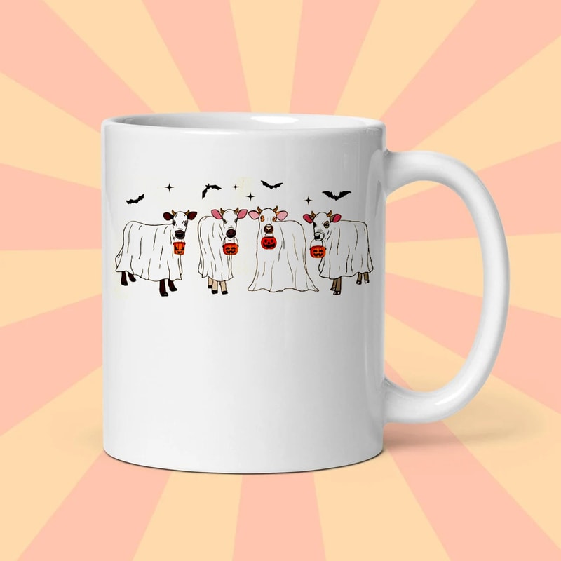 Halloween Mug, Ghost Cows Mug, Halloween Mug, Ghost Mug, Cow Lover Gift, Funny Halloween Cow Mug, Halloween Mug - 1.jpg
