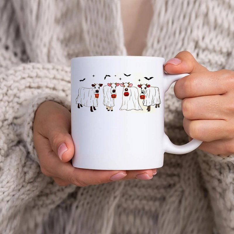 Halloween Mug, Ghost Cows Mug, Halloween Mug, Ghost Mug, Cow Lover Gift, Funny Halloween Cow Mug, Halloween Mug - 2.jpg