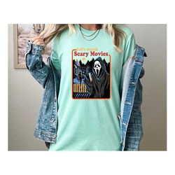 let's watch scary movies t-shirt, scary movie shirt, retro movies shirt, spooky ghostface shirt, halloween horror shirt,