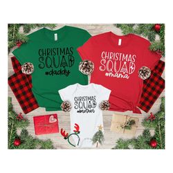 christmas squad family shirts, mom dad brother sister christmas tees, holiday family matching outfits, customized family