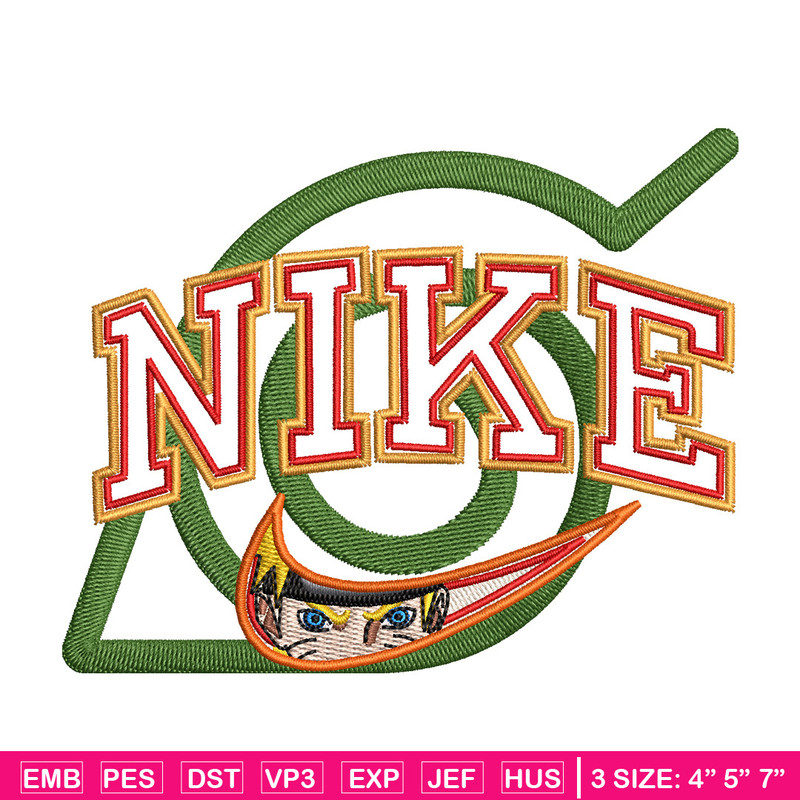 Nike konoha logo embroidery design, Naruto embroidery, Nike design,Embroidery shirt, Embroidery file, Digital download.jpg