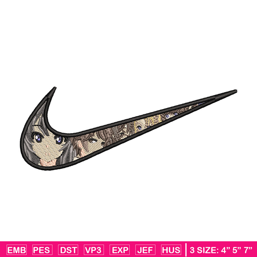 Nike mai embroidery design, Seishun Buta embroidery, Nike design,Embroidery file,Embroidery shirt,Digital download.jpg