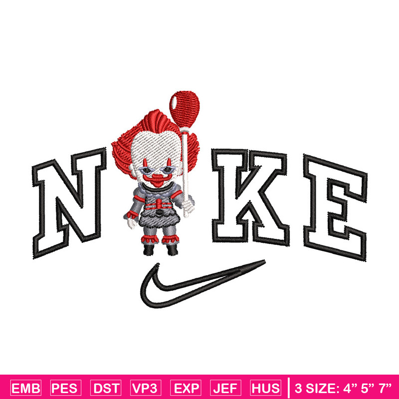 Nike pennywise embroidery design, Horror embroidery, Nike design, Embroidery shirt, Embroidery file, Digital download.jpg