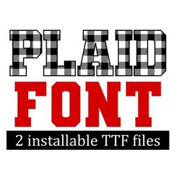 buffalo plaid font ttf, christmas plaid font, buffalo check school font, digital download, 2 installable ttf files
