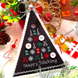 HAPPY STITCHING CHRISTMAS TREE cross stitch pattern PDF by CrossStitchingForFun Instant Download