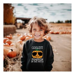 coolest pumpkin in the patch toddler sweatshirt, spooky season shirt, pumpkin kids shirt, spooky toddler clothing