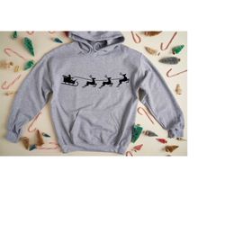 christmas sled sweater, deer christmas sweat, santa claus hoodie, christmas sweatshirt, xmas hoodie, sleigh rides sweat