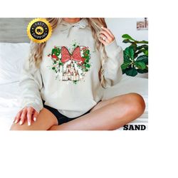 christmas minnie watercolor castle sweatshirt, disney christmas shirt, watercolor christmas castle hoodie, disney christ