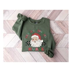 santa's favorite nurse sweatshirt, ugly nurse christmas sweater, nursing christmas shirt, nursing squad t-shirt