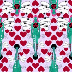 Seamless Art pattern Hearts Lilac background 300 dpi RGB 5000x5000px