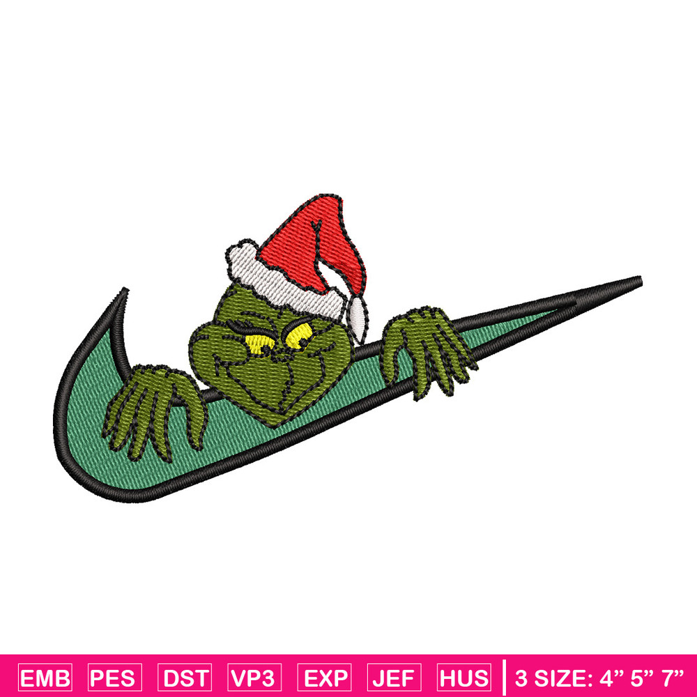 Nike x grinch embroidery design, Chrismas embroidery, Nike design, Embroidery shirt, Embroidery file,Digital download.jpg