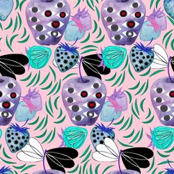 Seamless Art pattern Fruits and berries Pink background 300 dpi RGB 5000x5000px