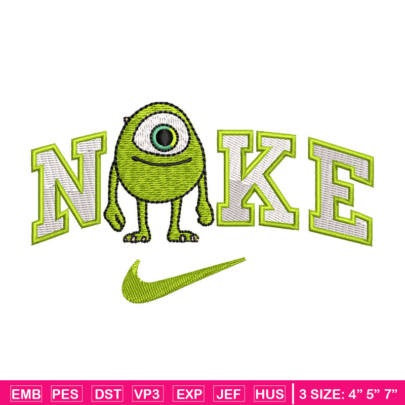 Nike x mike embroidery design, Disney monster embroidery, Nike design,Embroidery file,Embroidery shirt,Digital download.jpg