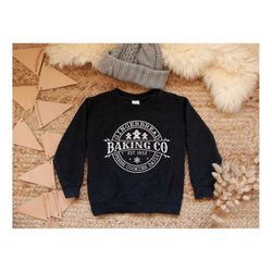 gingerbread baking co. toddler sweatshirt, baking crew shirt, christmas cookie crew t-shirt, merry christmas kids t-shir