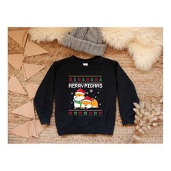 merry pigmas sweatshirt, christmas ugly toddler sweater, christmas kids sweatshirt, xmas toddler sweatshirt, christmas y